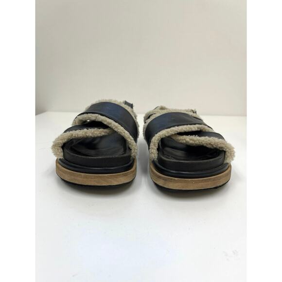 ALOHAS Marshmallow Black Leather Shearling Sling-Back Criss-Cross Sandal 39/US8 - Picture 3 of 12